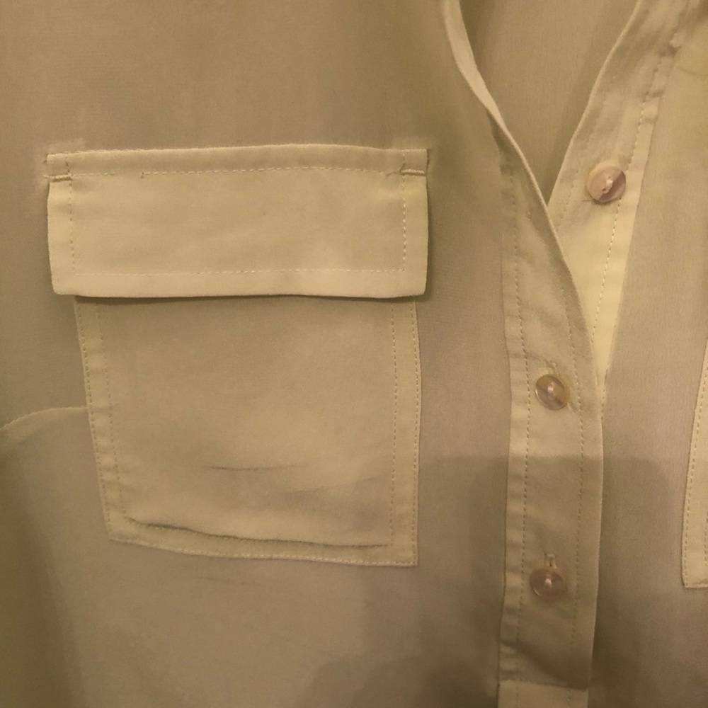 Pale Neon Yellow Ann Taylor Silk Blouse - Picture 3 of 5